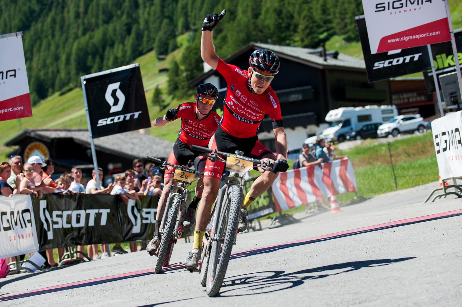 Winners Stage 3 Hermann Pernsteiner and Daniel Geismayr  c  Miha Matavz - Transalp 2016