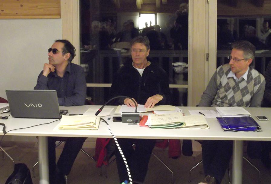 da destra il vicepresidente Enzo Ballardini il presidente Zeffirino Castellanie il segretario delle Regole Spenale MAnez