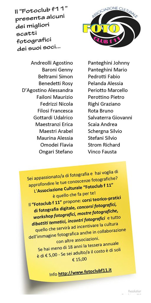 DEPLIANT l'arte di fotografare fotoclub F11- autori