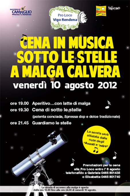 cena in musica sotto le stelle a malga calvera