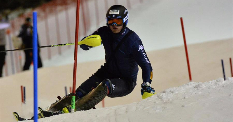Giuliano Razzoli in azione sulla neve del Canalone Miramonti -Foto Daniele Mosna