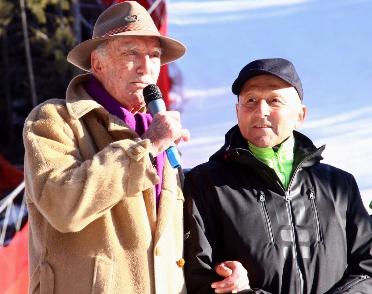 Rolly Marchi con Toni Masè allinaugurazione dellimpianto del Tulot a Pinzolo