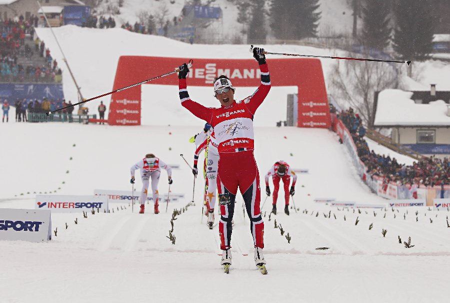 Bjoergen Arrivo Sprint Mondiali Fiemme 2013